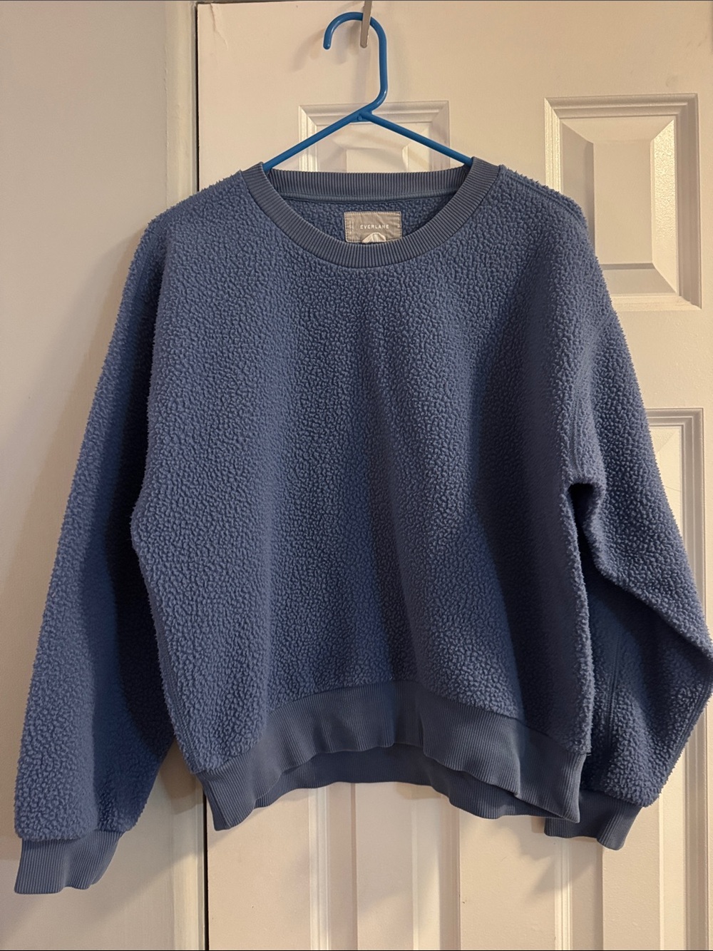 Everlane Blue Sherpa Crewneck Sweatshirt